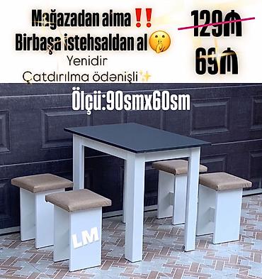 kreditle stul: Mətbəx üçün kompakт stol və 4 taburet dəsti - Dəst: 1 masa + 4 — 1