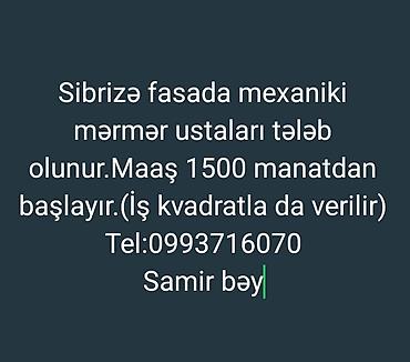 pol avtomat svarka: Sibrizə fasad işləri üçün mexaniki mərmər ustaları axtarılır. Vəzifə — 1