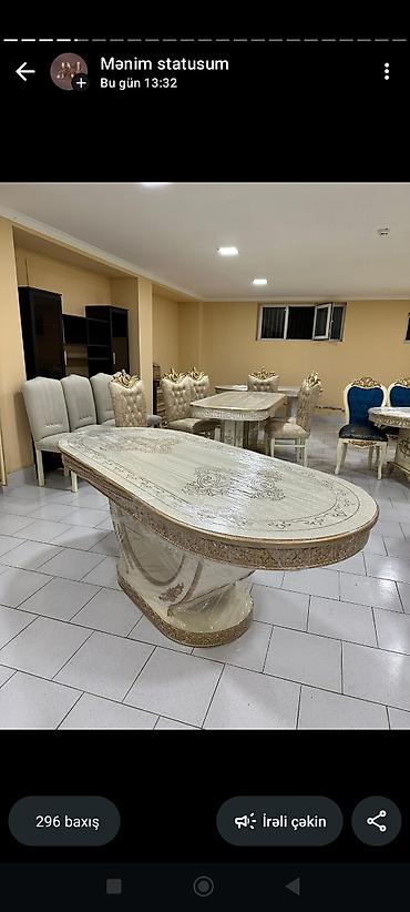 Klassik üslubda yemək masası dəsti. Xüsusiyyətlər: - Oval formalı