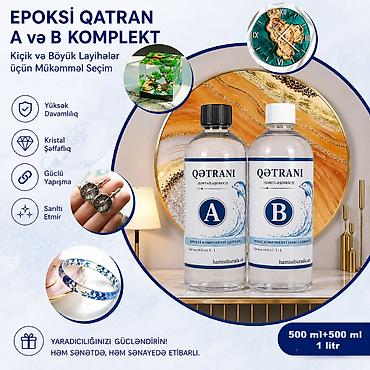 Epoksid qətranı: Premium Şəffaf Epoksid Qatranı Seti (A+B) – 1.1 kq / 1 Litr İki — 3