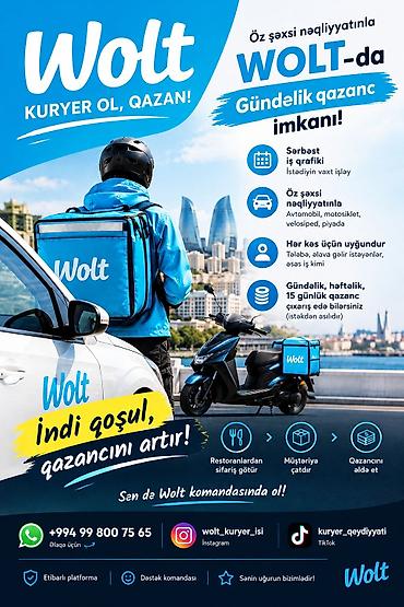 taksi is: Sürücü-kuryer tələb olunur, Şəxsi nəqliyyat vasitəsi ilə, Gündəlik ödəniş, Təcrübəsiz — 1