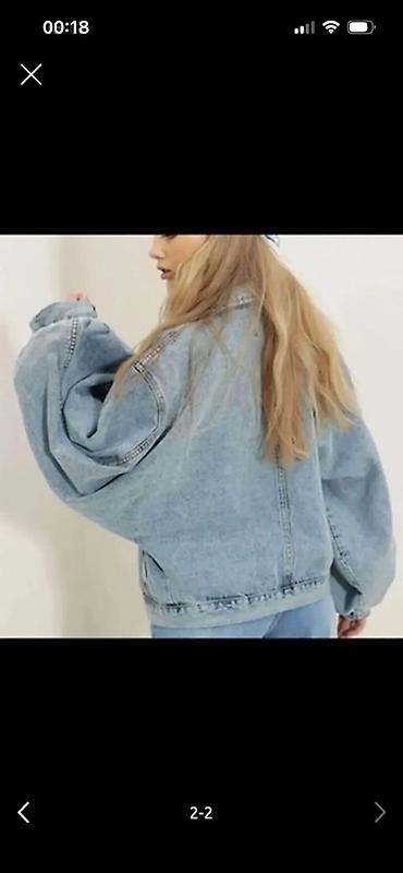 oversize kurtka: Qadınlar üçün oversize cins gödəkcə - Rəng: açıq mavi (light wash) - — 2