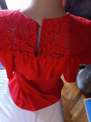 Haljine: Crvena haljina sa čipkom i karnerom - Elegantna koktel/večernja — 2