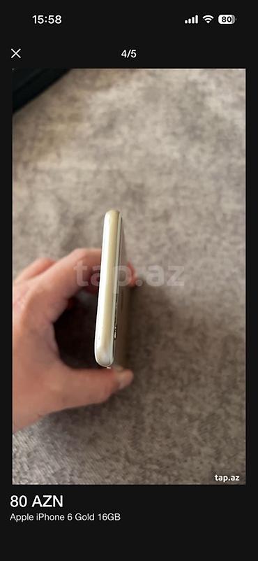 iphone 4s adapter: IPhone 6, 16 GB, Qızılı, Barmaq izi — 2