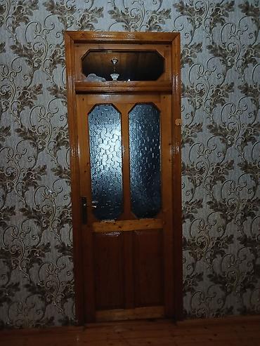 Taxta otaq qapısı – şüşəli model - Material: tam şam/kətin ağacı