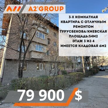 квартира синимат: 3 комнаты, 60 м², Хрущевка, 3 этаж, Евроремонт