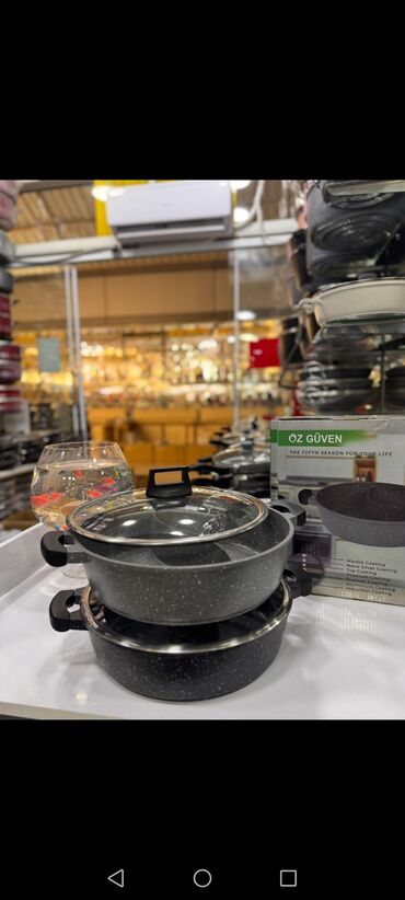 Tava-qazan dəstləri: Qazan, rəng - Gümüşü, Paslanmayan polad, Türkiyə — 20