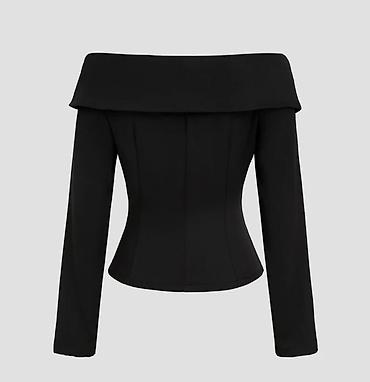 Верхняя одежда: Qadınlar üçün ofşoulder (çiyin açıq) qara jaket/bluzon - Model — 3