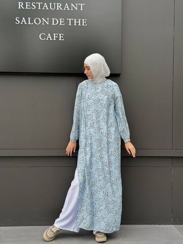 хиджабы туники: Повседневное платье, Лето, Длинная модель