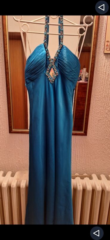 haljine sa cirkonima: S (EU 36), bоја - Tirkizna, Večernji, maturski, Top (bez rukava)