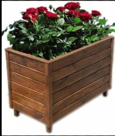 Bitkilər üçün dibçəklər: Dibçək Ağacdan hazırlanmış dekorativ uzun formalı çiçək yeşikləri - — 3