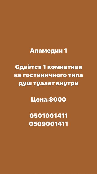 сдаю 2 комнатную квартиру аламедин 1: 1 комната