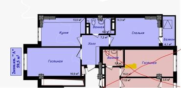 сдаю квартиру на долгий срок в аламедине: 2 комнаты, 60 м², Элитка, 4 этаж, ПСО (под самоотделку)