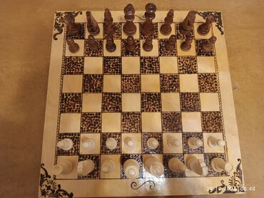 Şahmatlar: Əl işi taxta şahmat dəsti - Material: tamamilə ağacdan hazırlanmış — 10
