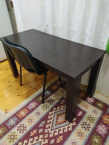 divan və kreslo: Tünd qəhvəyi rəngdə yazı/iş masası - Masa: düzbucaqlı forma, qalın — 2