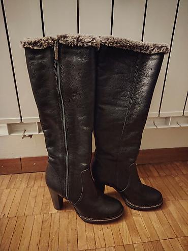 new yorker ugg: Ženske zimske čizme do kolena na štiklu - Materijal spolja: crna — 1