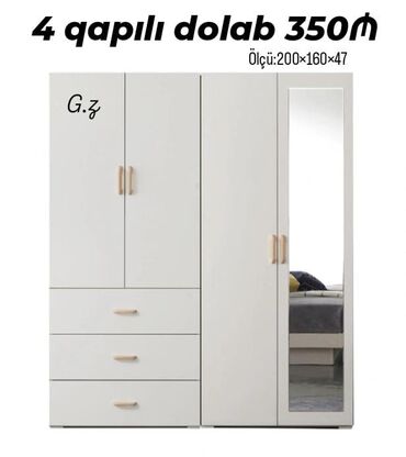 Divanlar: Açılan, 4 qapılı Düz dolab, Qarderob, paltar dolabı