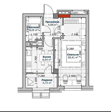 Продажа квартир: 1 комната, 43 м², Элитка, 2 этаж, ПСО (под самоотделку) — 8