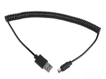 Kablovi za telefone: Spiralni USB–Micro USB kabl - Konektori: USB-A (muški) na Micro USB — 7