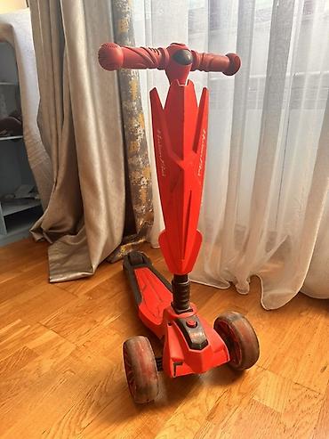Oyuncaqlar: Uşaq skuteri – 3 təkərli, sükanla dönmə sistemi - Rəng: qırmızı - Ön — 2