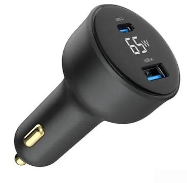 Žičani punjači za telefone: Gembird brzi auto punjač 65 W sa LCD ekranom - Snaga: do 65 W - Dva — 1