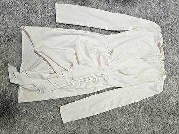 bela lanena haljina: S (EU 36), bоја - Bela, Drugi stil, Dugih rukava