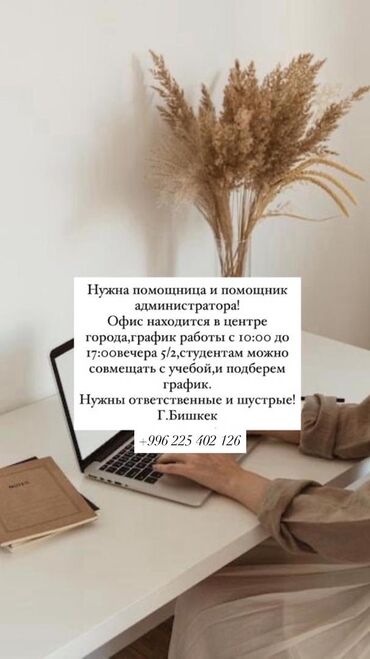 работа ощ: Ищем помощника и помощницу администратора. Офис расположен в центре