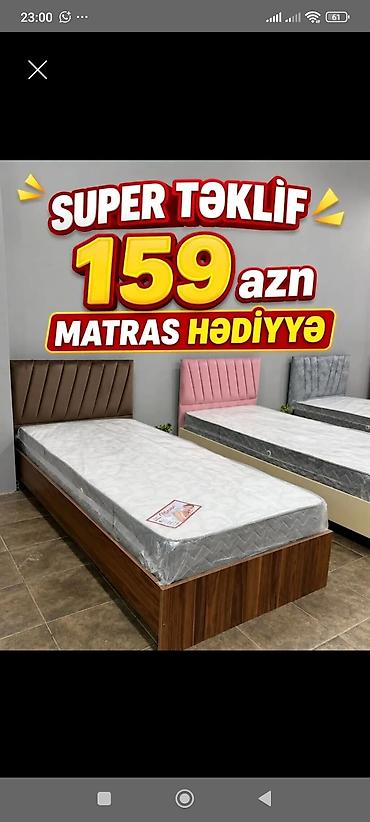 Çarpayılar: Tək nəfərlik çarpayı – matras hədiyyə - Müasir dizaynlı, yumşaq — 1