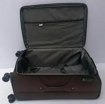 Putni koferi i torbe: Veliki kofer na točkiće – tekstilni, braon - Dimenzije: približno — 15