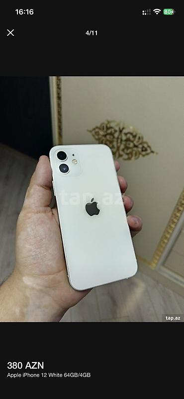 Apple iPhone: IPhone 12, 64 GB, Ağ, Face ID -da lalafo.az — 5 Apple iPhone: IPhone 12, 64 GB, Ağ, Face ID — 5