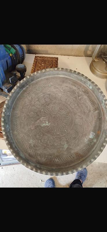 mis məcməyi: Mis məcməyi/tray - Material: döymə mis - Forma: dairəvi, yüksək — 1