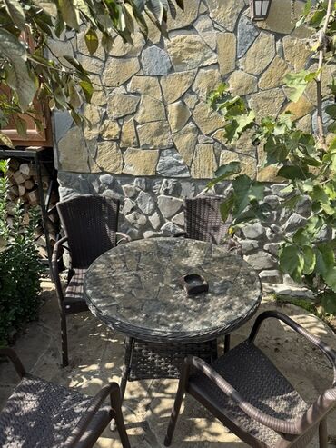 toxuma ipler: Həyət/balkon üçün 4 nəfərlik bağ mebeli dəsti Həsir Rattan hesir