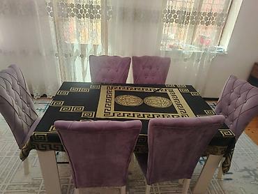 örtü: Yemək masası və 6 ədəd stul dəsti - Dəst: 1 yemək masası + 6 stul - — 1