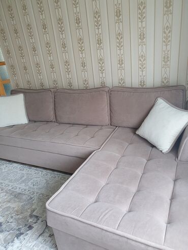 мебел для офиса: Угловой диван, цвет - Бежевый, Новый