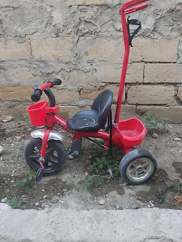 oyun cd: Uşaq üçtəkərli velosipedi – qırmızı rəngdə - Metal karkaslı — 1