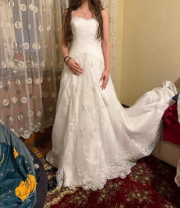 strap: Gəlinlik – straplez model, uzun quyruqlu, A-kəsim siluet.munasib — 3