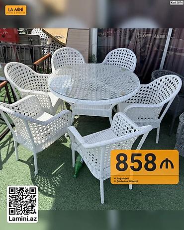 heyet stol stul: Bağ mebeli – rattan üslubunda masa və stul dəstləri Model 1 (Kod — 2