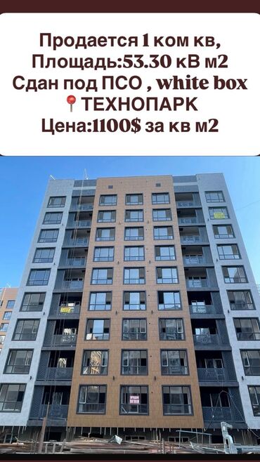 Продажа квартир: 1 комната, 53 м², Элитка, 9 этаж, ПСО (под самоотделку)