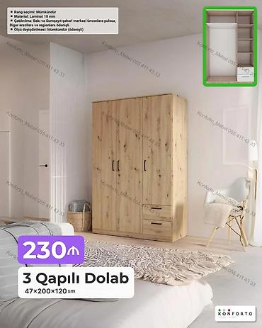 Mebel: 3 qapılı geyim dolabı Ölçü: 47×200×120 sm Material: 18 mm laminat — 1