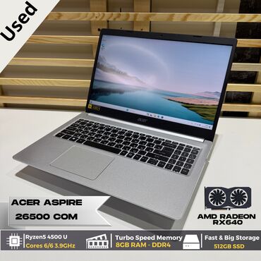 hp probook hsn i14c 4: Ноутбук, Acer, 8 ГБ ОЭТ, AMD Ryzen 5, 15.6 ", Колдонулган, Татаал эмес тапшырмалар үчүн, эс тутум SSD