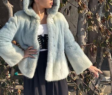 Шубы: Шуба, Норка, Короткая модель, С капюшоном, 3XL — 9