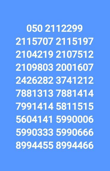 SİM-kartlar: Nömrə: ( 055 ) ( 2191115 )