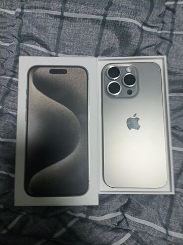 Apple iPhone: IPhone 15 Pro, Б/у, Natural Titanium, Кабель, Коробка, 100 %