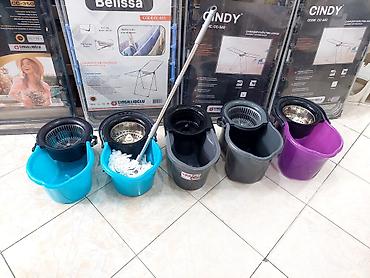 pol silen mop: Döner başlı spin mop dəsti – vedrə və paslanmayan teleskopik sapla - — 8