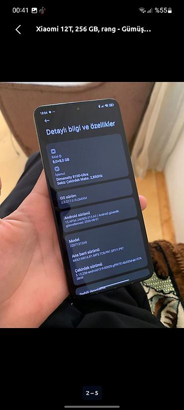 tablet 2 el: Xiaomi 12T, 256 GB, rəng - Boz, 
 Sensor, Barmaq izi — 2