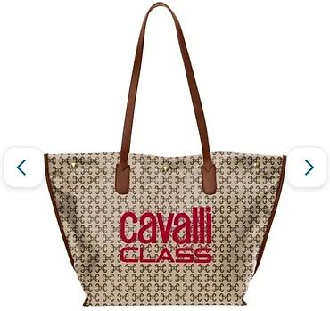 torbe chanel: Cavalli Class ženska torba – tote shopper model - Dizajn: bež platno — 1