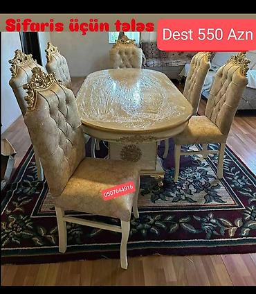 susə stollar: Qonaq otağı üçün, Yeni, Oval masa, 12 stul — 5
