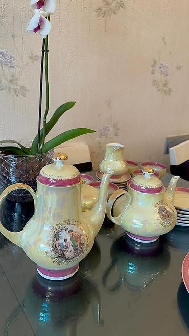 top çaylar: Çay dəsti, rəng - Çəhrayı, Farfor — 2