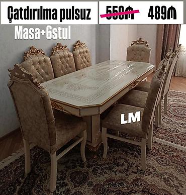 saxta baba satisi: Qonaq otağı üçün, Yeni, Açılmayan, Dördbucaq masa, 6 stul — 1