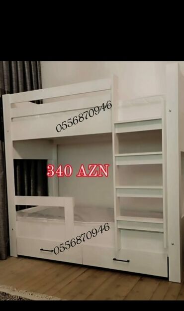 İkimərtəbəli uşaq çarpayıları: Oğlan və qız üçün, Yeni, Çarpayı, Matras ilə, Siyirməli, Laminat — 6